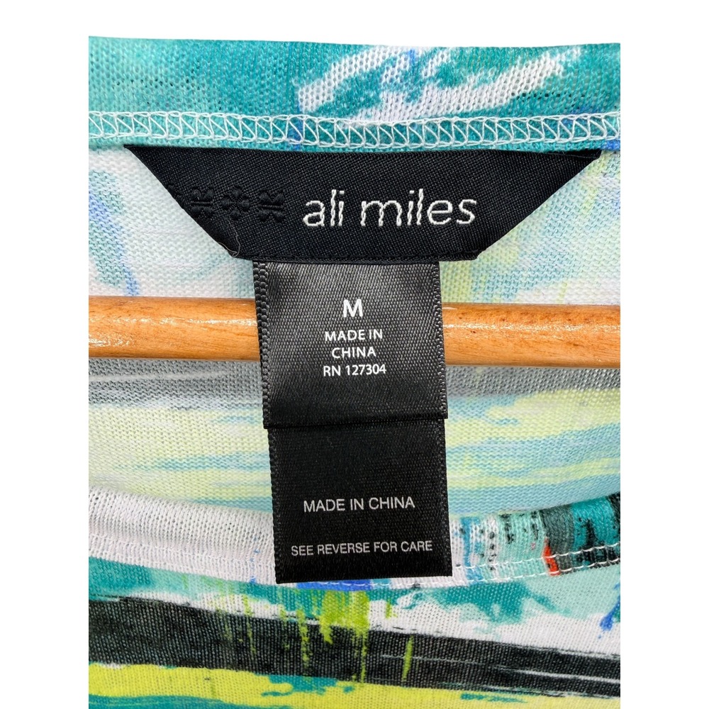 Ali Miles Round Neck Raglan Sleeve Sequin Pocket Tunic Shirt Sz Medium Artsy - Picture 3 of 5